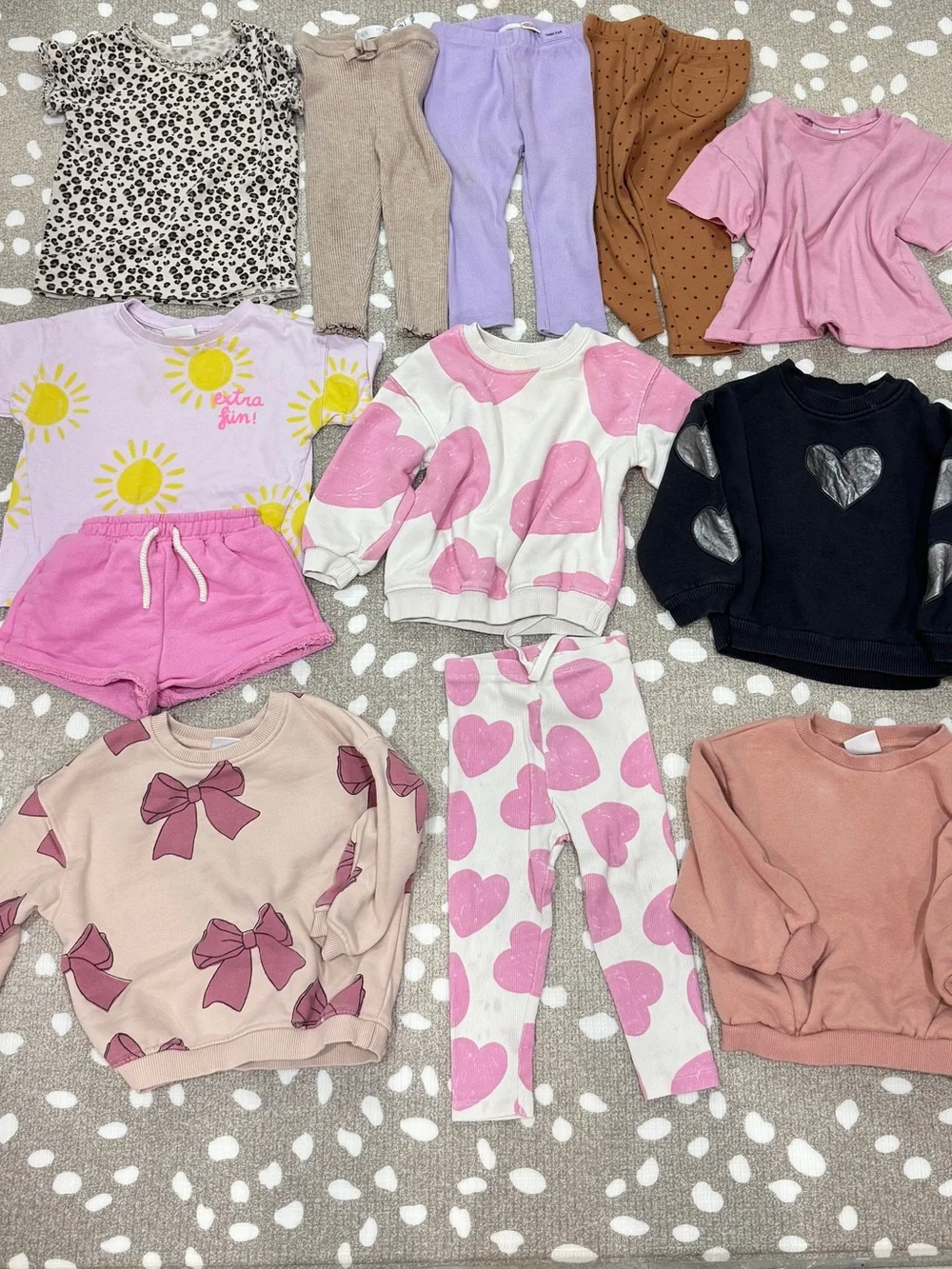Lot of 12 Zara Kids sweatshirt set long sleeve pullover leggings tee shorts